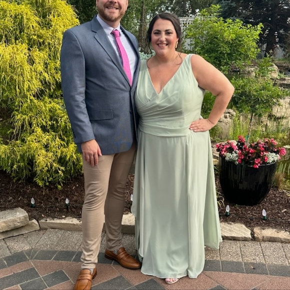 Dusty Sage Azazie 'Kori' Dress, EUC - Picture 3 of 10